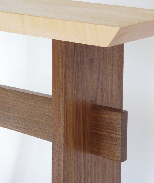The unique craftsmanship of our fine furniture shows off the natural beauty of the wood. Narrow hall console tables, wood entry tables, Modern zen wood furniture by Mokuzai Furniture